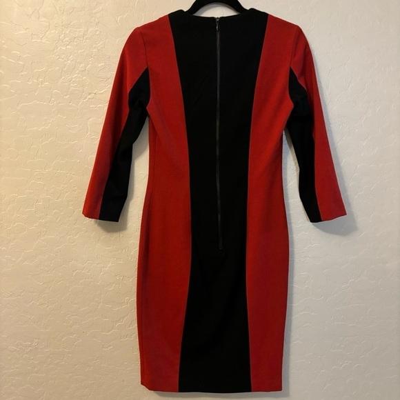 French Connection Formula Red Fast Arte Wool Block Panel Dress 4 Business Office - Picture 5 of 8